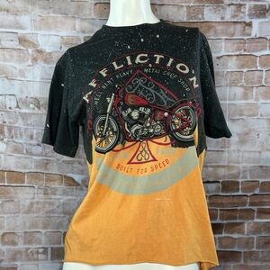 Affliction Women’s Graphic Short Sleeve Cut Out Distressed T-Shirt-Size: S -NWT